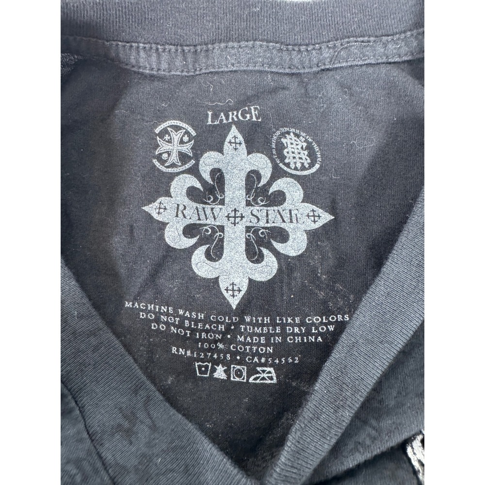 Raw State Mens Large Black Short Sleeve Graphic T Shirt Cross‎ Redemption Print - Picture 8 of 8
